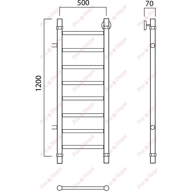 Полотенцесушитель водяной Роснерж Прямая L107001 120x50 с боковым подключением 700 фото 2