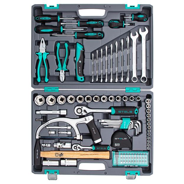 Набор инструментов, 1/2, 1/4, CrV, пластиковый кейс 98 предметов фото 3