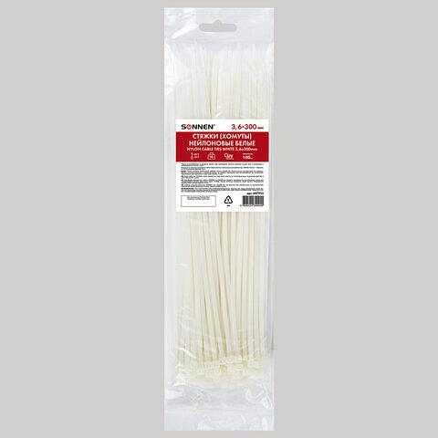 Стяжка (хомут) нейлоновая сверхпрочная Power Lock, 3.6×300 мм, белая, Sonnen, 607923, опт фото 1