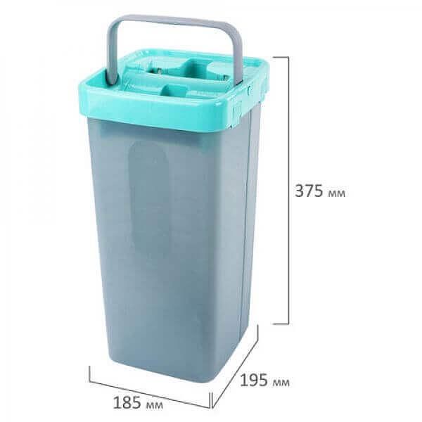 Швабра с отжимом и двухкамерным ведром, 7 л, 3 насадки МОП, набор для уборки LAIMA COMPACT MOP, 607389 фото 2