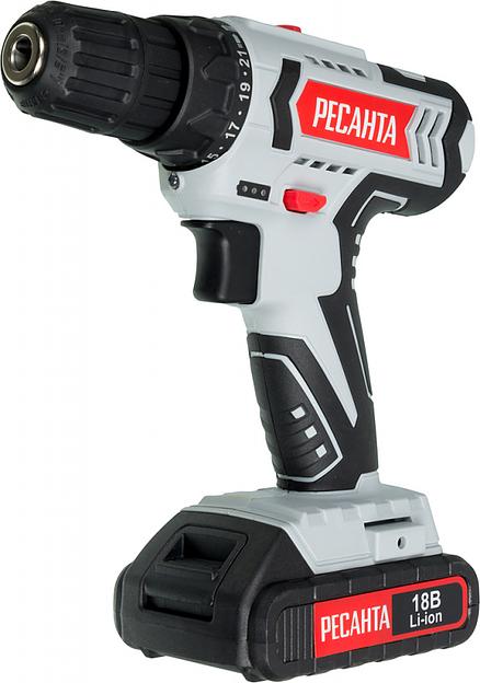 Дрель-шуруповерт Ресанта ДА-18-2ЛК аккум. патрон:быстрозажимной (кейс в комплекте) фото 1