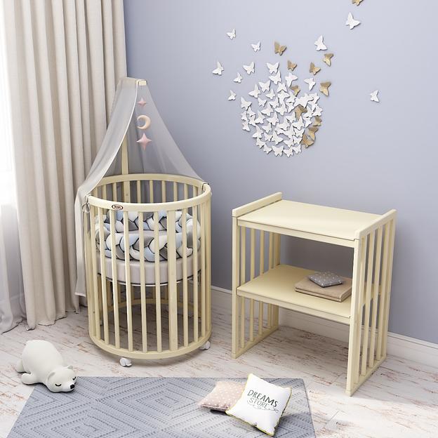 Круглая кровать-трансформер 8 в 1 Dreams, Премиум, слоновая кость, опт фото 1