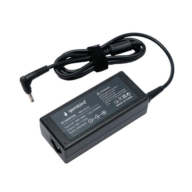 Gembird Блок питания для ноутбуков Lenovo 20В/3,25А, 65Вт, 1 штекер 4.0х1,7мм (NPA-AC22) фото 1
