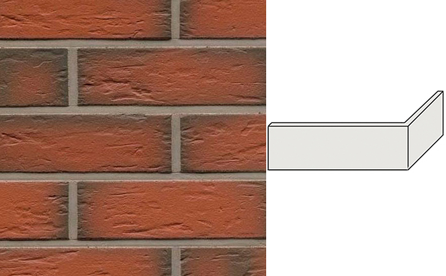 Клинкерная плитка угловая ручной формовки Feldhaus Klinker NF 9 W343 ardor senso 240*71*115*9 мм фото 1