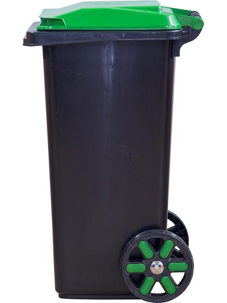 Мусорный бак 60л. с зелёной крышкой чёрный фото 8