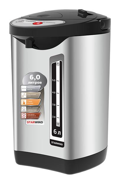 Термопот Starwind STP5401 6л. 800Вт черный/серебристый фото 1