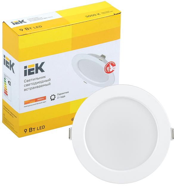 Iek LDVO0-1612-09-3000-K01 Светильник LED ДВО 1612 белый круг 9Вт 3000К IP20 {пластик. корпус, диам 118 мм} фото 1