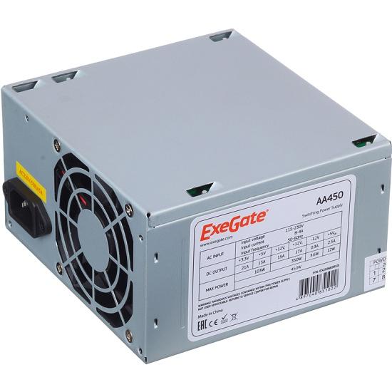 Exegate EX253683RUS Блок питания 450W Exegate AA450, ATX, 8cm fan, 24+4pin, 2*SATA, 1*IDE фото 1