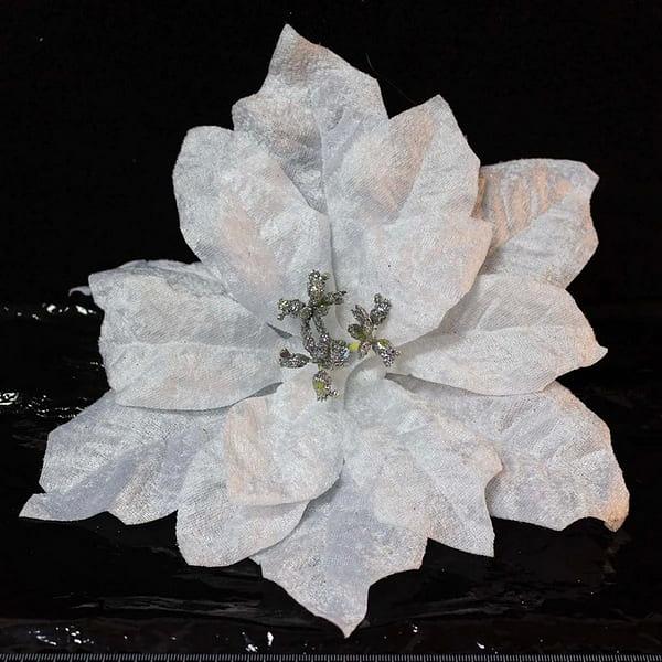 Цветок Декор на клипсе 26х6см белый фото 1