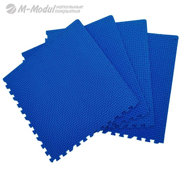 Мягкий пол универсальный 60x60 см, толщина 1,1 см, тиснение плетенка, Цвет Синий, Толщина модуля 11 мм. фото 1