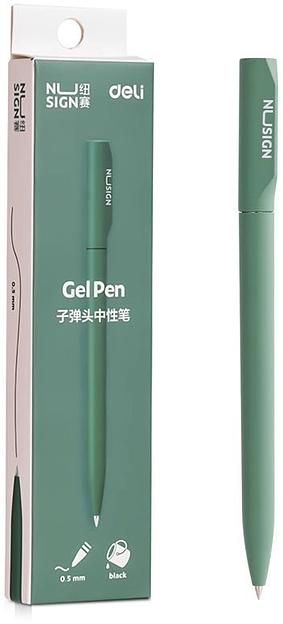 Ручка гелев. Deli Nusign (NS552GREEN) зеленый d=0.5мм черн. черн. кор.карт. автом. фото 1