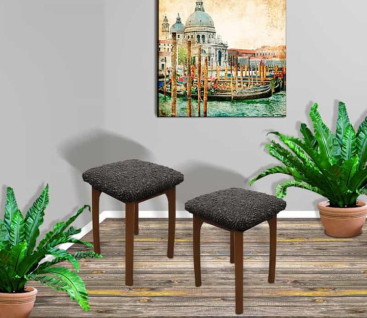 Чехол на табурет Чехлы&Пледы «Виктория» стальной (2 шт) ОПТ фото 6