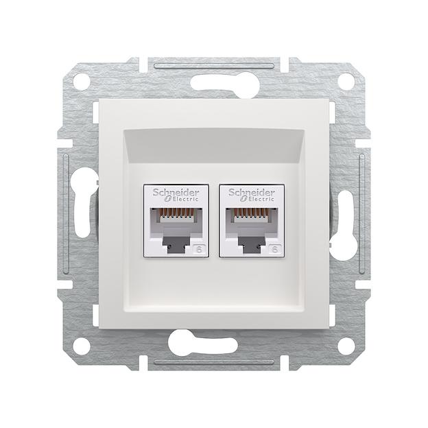 Розетка двойная компьютерная SE EPH4870121 Asfora RJ45 кат. 6 механизм белый EPH4870121 фото 2