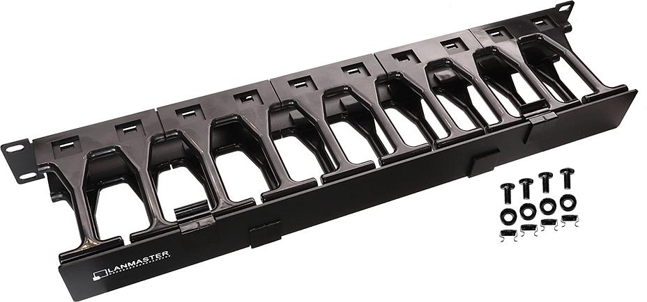Кабельный органайзер горизонтальный Lanmaster LAN-ORG-PF/S-2U односторонний пальцы 2U шир.:19" фото 1