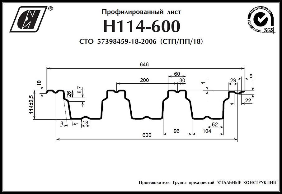 Профлист Н114-600, Опт фото 2