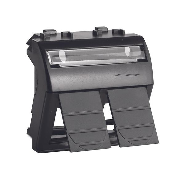 Адаптер для двух информационных разъемов Keystone, черный, 2мод. фото 1