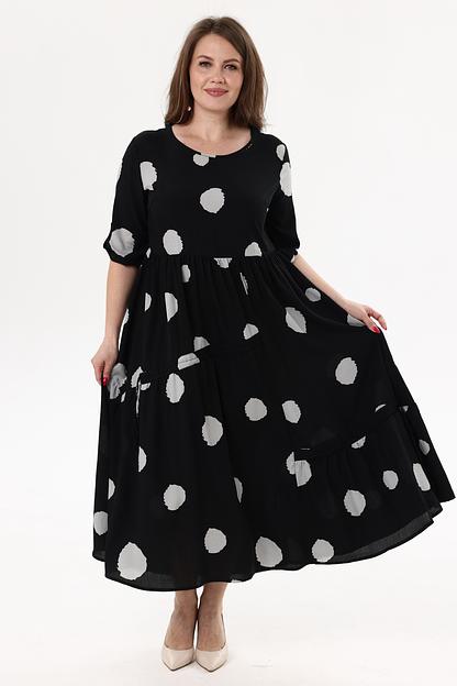 Платье штапель  6079/01/Черный, серый  фото 3