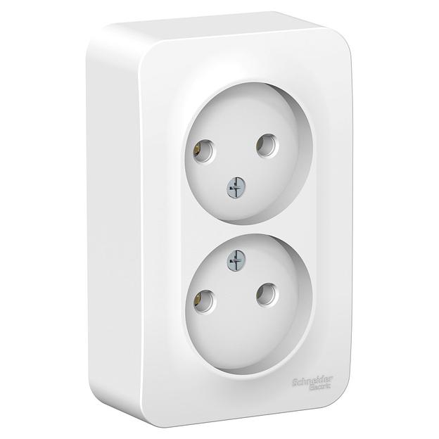 Systeme electric BLNRA000201 BLANCA О/У РОЗЕТКА двойная без заземления без шторок, 16А, 250В, БЕЛЫЙ фото 1