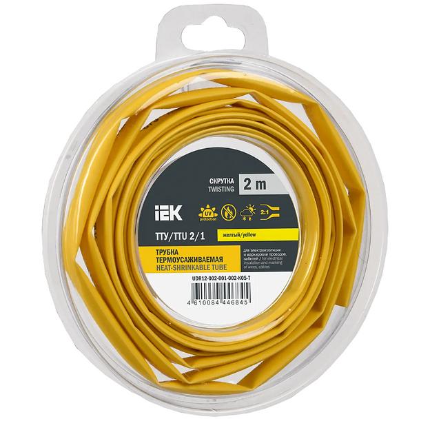 Трубка термоусадочная ТТУ нг-LS 2/1 желтая (2м/упак) IEK фото 1