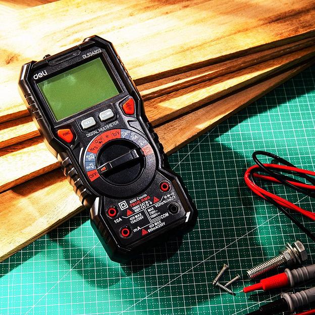 Измерительный и разметочный инструмент Deli Многофункциональный цифровой мультиметр Deli DL334303 напряж. 0-1000В, сила тока 0,02-10А, сопр. до 60 МОм, ЖК-дисплей фото 4