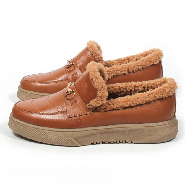 Слипоны утеплённые TAIS из натуральной кожи, арт.MT456 рыжий ОПТ фото 3