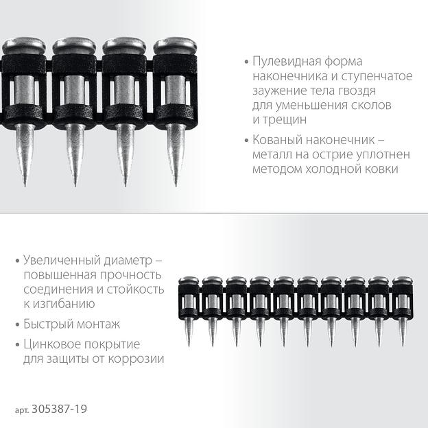 ЗУБР CN усиленные 19 х 3.05 мм, гвозди по бетону оцинкованные, 1000 шт (305387-19) фото 4