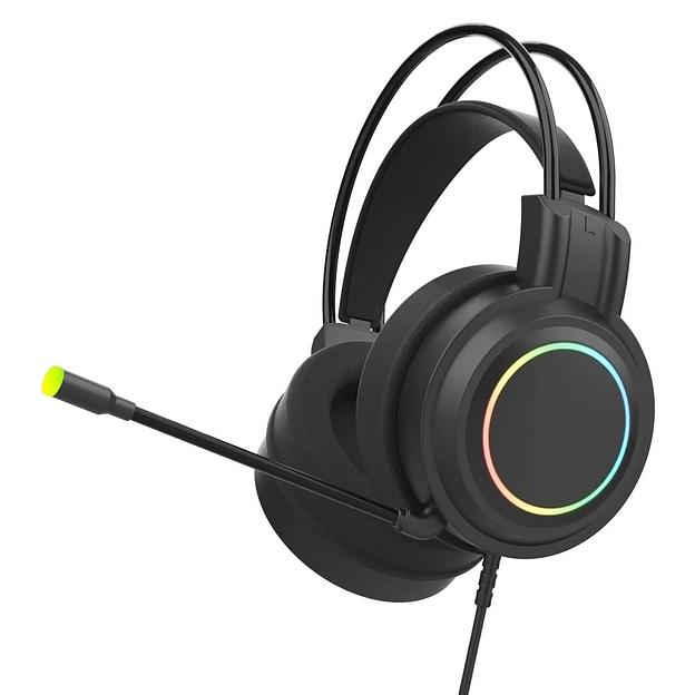 Perfeo игровая гарнитура RGF EARTH черная 1,8 м, разъем 3,5 мм (4 pin) и USB (LED), переходник фото 1