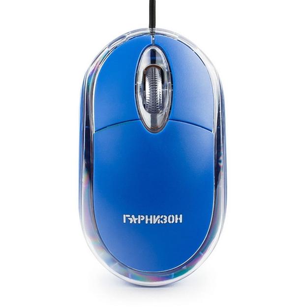 Мышь Гарнизон GM-100B, USB, чип- Х, синий, 1000 DPI, 2кн.+колесо-кнопка фото 1