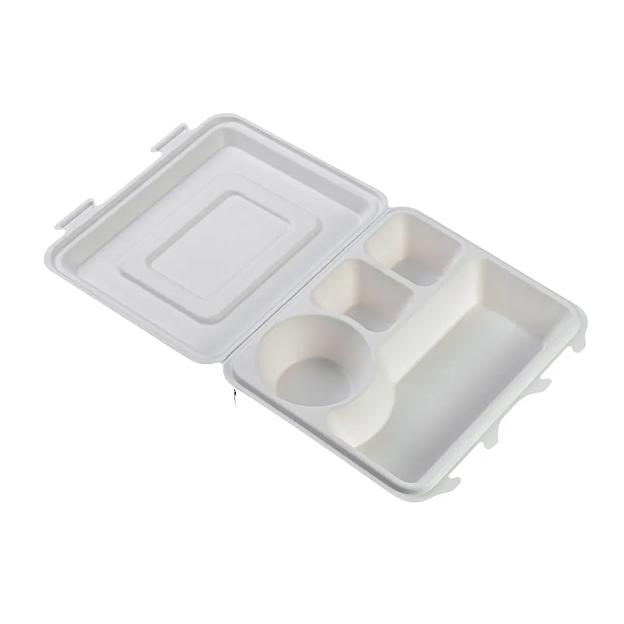 Ланч-бокс одноразовый 4 секции ЭкоПак из древесной целлюлозы (биоразлагаемый) белый, 25 шт фото 5