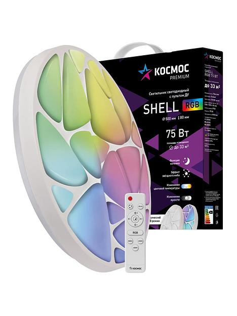 Светильник светодиодный ДБО-75 настенно-потолочный управляемый SHELL RGB 230В 3000-6500K 6000Лм 500x80мм с RGB подсветкой фото 2