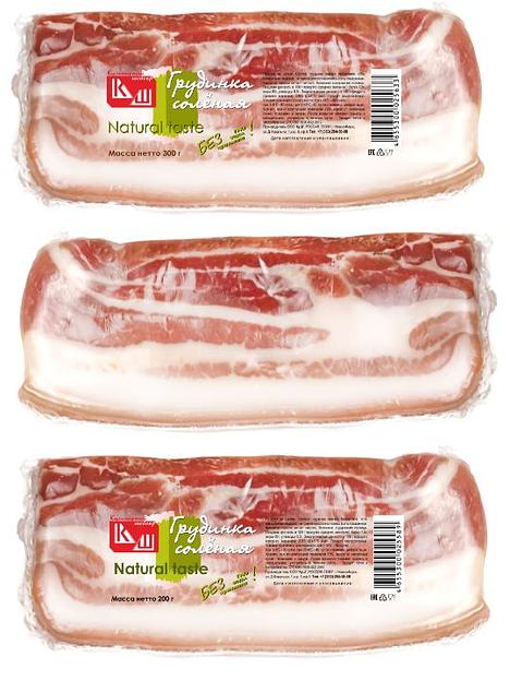 Грудинка свинины «Солёная» в вакууме 300 грамм ОПТ фото 1