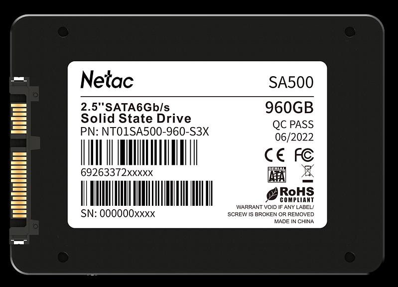 Ssd накопитель Netac SSD SA500 2.5 SATAIII 3D NAND 960GB, R/W up to 530/475MB/s, 3y wty (NT01SA500-960-S3X) фото 2