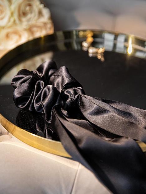 Шёлковый бант для волос «Black Shine» ОПТ фото 4