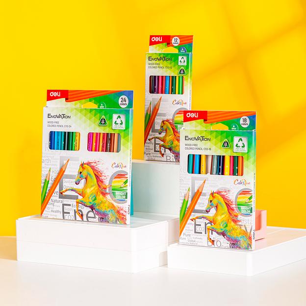 Карандаши цветные Deli EC113-18 Enovation трехгранные пластик 18цв. коробка/европод. (18шт) фото 10