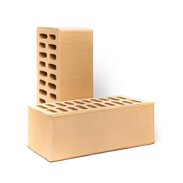 Кирпич лицевой, Слоновая кость, гладкий 1.4 НФ 250х120х88 мм, М150, опт фото 1