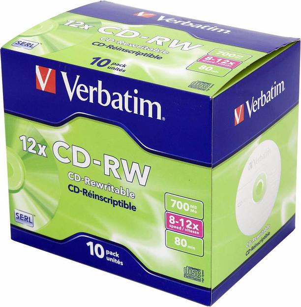 Диск CD-RW Verbatim 700Mb 12x Jewel case (10шт) (43148) фото 1