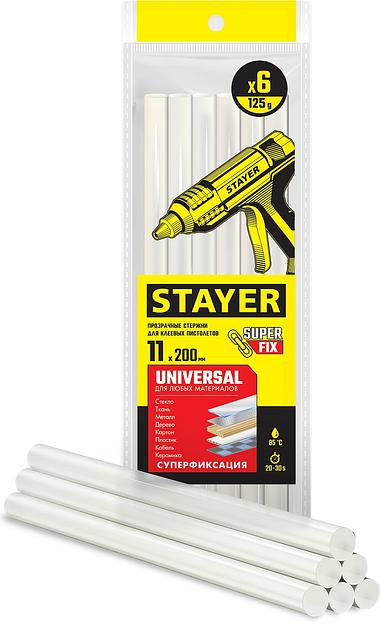 STAYER Universal, 11 х 200 мм, 6 шт, прозрачные, универсальные клеевые стержни, Professional (2-06821-T-S06) фото 1