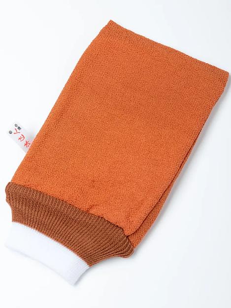 Мочалка для пилинга, скраб-рукавица, варежка скрабер оранжевый опт фото 4