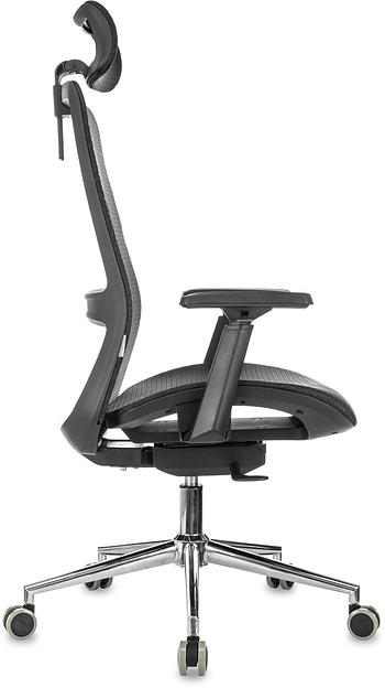 Кресло руководителя Бюрократ MC-912-H черный, сетка с подголов. крестов. металл хром фото 4