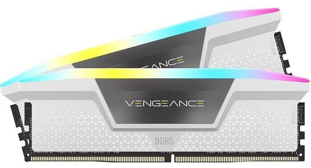Модуль памяти CORSAIR 64GB 6000МГц DDR5 CL30 DIMM (Kit of 2x32GB) XMP 3.0, Vengeance RGB White фото 1