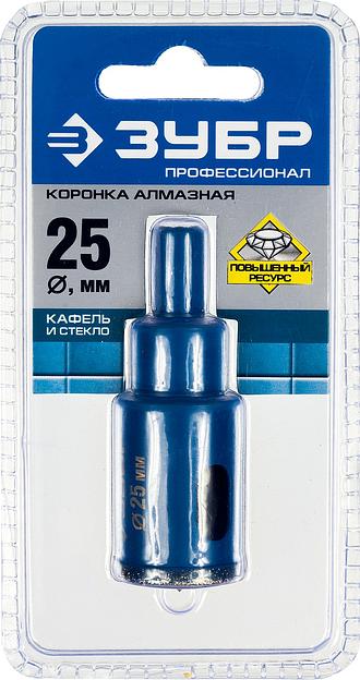 ЗУБР АГК, d 25 мм, (центр. сверло, трехгр. хвост, Р60), алмазная коронка, Профессионал (29850-25) фото 8