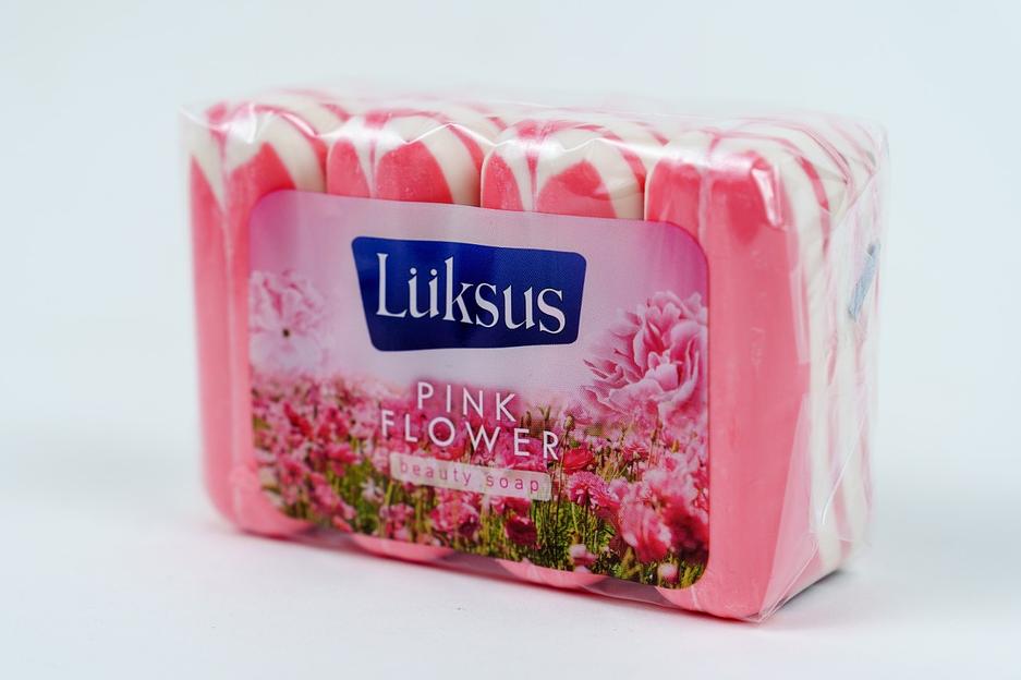 Мыло твёрдое Luksus «Розовый цветок» в экоупаковке 4×90 г, опт фото 1