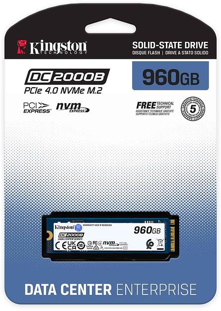 Твердотельный накопитель Kingston Enterprise SSD 960GB DC2000B M.2 2280 NVMe Gen4x4 R7000/W1300MB/s 3D TLC MTBF 2М 540 000/47 000 IOPS 700,8TBW (Data Center) 3 years (SEDC2000BM8/960G) фото 3