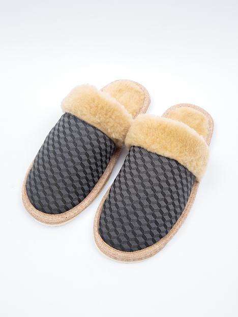 Тапочки мужские домашние закрытые с меховым отворотом опт фото 4