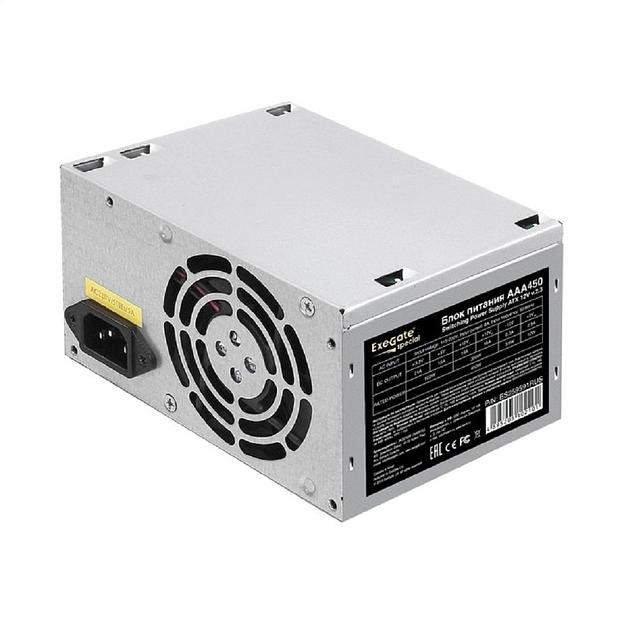 Exegate ES259591RUS-PC Блок питания 450W ExeGate AAA450 (ATX, PC, 8cm fan, 24pin, 4pin, 2xSATA, IDE, кабель 220V в комплекте) фото 1