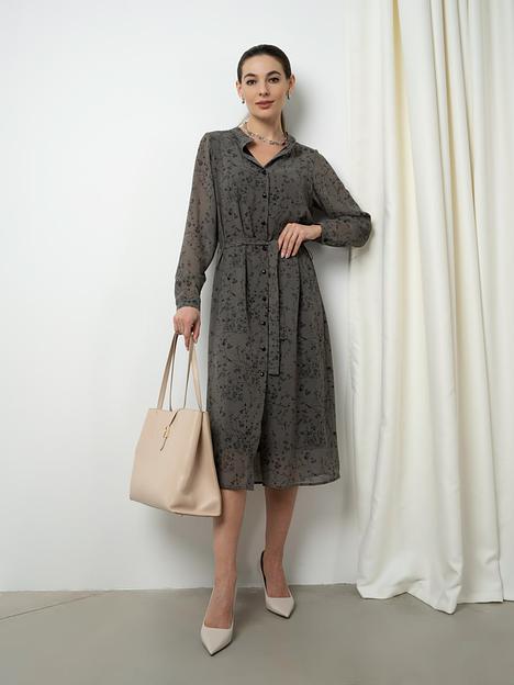 Платье из шифона серое ОПТ фото 1