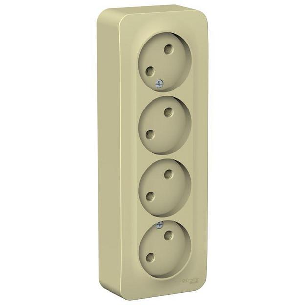Розетка 4-м ОП Blanca 16А IP20 250В без заземл. без защ. шторок с изолир. пластиной беж. SE BLNRA000 фото 1