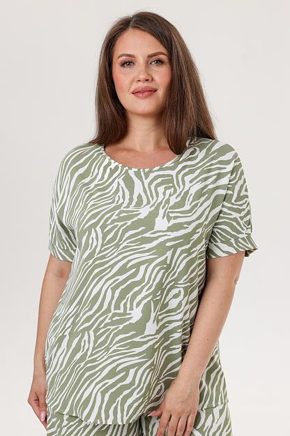 Туника женская 4129/18/Белый, оливковый фото 1