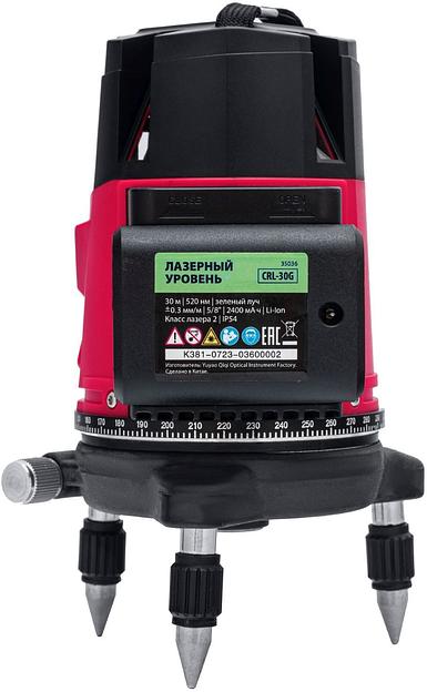 Лазерный уровень CRL-30G, 30 м, зеленый луч, акк. Li 2400 mah, резьба 5/8"// MTX фото 8