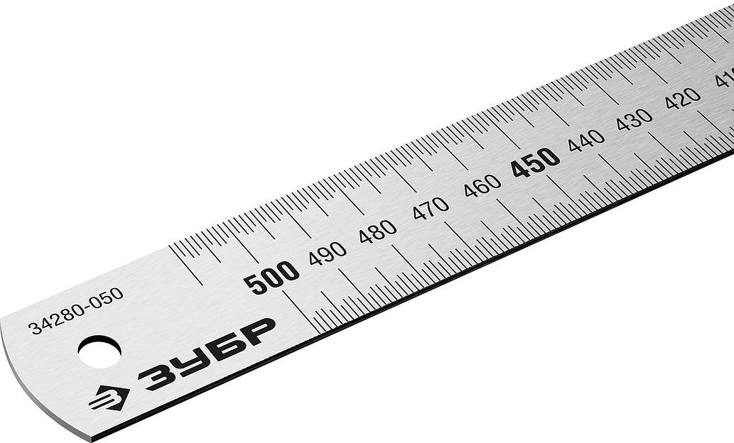 ЗУБР Про-50, длина 0.50 м, усиленная нержавеющая линейка, Профессионал (34280-050) фото 4